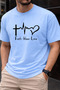 Men's Oversize T-Shirt Fai̇th Printed 100% Cotton T-Shirt Comfortable Fit