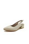 Genuine Leather Beige Color Thick Heel 35-36-37-38-39-40-41 Size Women's Heeled Shoes