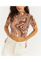 Women's Almond Half Fisherman Patterned Crop Blouse App1207 - 2