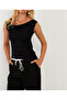 Women's Black Boat Neck Blouse App1288 - 4