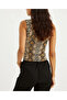 Women's Mink Half Fisherman Snake Patterned Sleeveless Short Blouse App1200 - 4