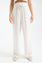 Women's Linen-Look Elastic Waist Lace-Up Comfortable Cut Summer Loose Trousers - 3