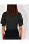 Women's Black-Ecru Balloon Sleeve Crop Blouse App1117 - 4