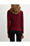 Women's Burgundy Button Detailed Gathered Blouse App1223-1 - 4