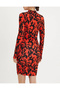 Women's Coral Half Turtleneck Gathered Dress App1203 - 4