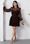 Crew Neck Layered Flocked Tulle Dress Ny3104 - 4