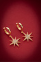 Zircon Stone Gold Color 15 mm Hoop Pole Star Earrings - 4
