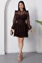 Crew Neck Layered Flocked Tulle Dress Ny3104