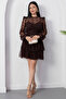 Crew Neck Layered Flocked Tulle Dress Ny3104 - 6