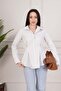 Checkered Waist-Slit White Full-Fit Shirt - 2
