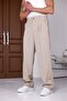 Men's Beige Baggy Fit Relaxed Fit Pleated Fabric Trousers - 3