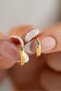 Solitaire Zircon Stone Gold Color 15 mm Hoop Earrings - 2