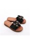 26Y460-11 Women's Stoned Flexible Sole Leather Slippers