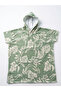 Beach Towel Children's Poncho with Hood (Green Leaf Pattern) - 8