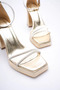Women's Gold Heeled Sandals Tr12My01F - 5