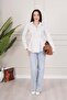 Checkered Waist-Slit White Full-Fit Shirt - 4