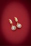 Solitaire Diamond Setting Gold Color 12 mm Hoop Earrings - 4