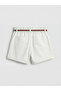 Giyçık Store White Women's Jean Shorts with Belt - 2
