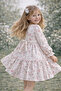 Girl's Floral Patterned Dress with Collar and Buttons - Stylish Collection - 3