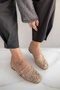 Stefan Beige Lace Detail Blunt Toe Women's Ballerinas - 4