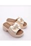 26Y453-1 Thick Heeled Platfom Sole Premium Slippers with Bow and Stones