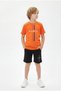 Round Neck T-Shirt and Capri Pants Paris Print Detailed Boys' Summer Set - 3