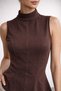 Women's Stand Collar Sleeveless Thessaloniki Fabric Slim Fit Blouse - 3