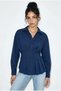 Women's Navy Blue Pleated Waist-Fitted Poplin Shirt 343 60286048 - 2