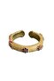 Gold Color Flower Detailed Stone Adjustable Ring - 2