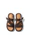 Brown Suede Genuine Leather Pin-Banded Women's Thick-Soled Sandals Slippers - 2
