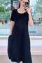 Short Sleeve Crew Neck Viscose Dress 6Y052 - 5