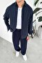 Navy Blue Striped Relaxed Shirt