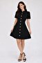 Women's Button Detail Black Dress