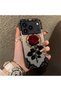 iPhone 17/18 Pro Compatible Silicone Edge Hard Back Anti-Fall Phone Case Rose Pattern