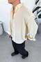Cream Basic Oversize Modal Shirt - 2