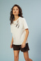 Cotton T-Shirt with Scarf Detail - 2