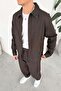 Brown Zippered Textured Relaxed Fit Boxy Jacket - 2