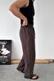 Brown Embroidered Baggy Linen Trousers - 2