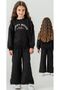 4-8 Years Old Girls' Black Tracksuit Set Stylish and Comfortable-8 Y