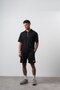Men's Polo Collar Regular Fit T-Shirt Shorts Set Black - 2