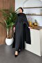 Tailored Satin Evening Dress Black - 2