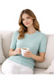 Water Green Short Sleeve Crew Neck Slim Fit Women's Sweater - 5