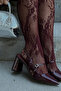 Women's Burgundy Imported Floral Patterned Fishnet Pantyhose – Flexible and Stylish - 2