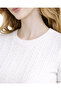 White Short Sleeve Crew Neck Slim Fit Women's Sweatshirt - 4