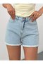 Women's Light Blue High Waist Floral Embroidered Tassel Detailed Denim Shorts - 6