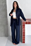 Women's Striped Two-Piece Set – Shirt & Wide-Leg Pants - 8