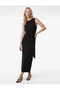 Sleeveless Black Women's Dress with Tie Detail 6Sak80019Ek