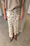 New Season Polka Dot Patterned Satin Midi Skirt - Beige - 3