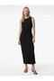 Sleeveless Black Women's Dress with Tie Detail 6Sak80019Ek - 2