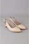 Seç 1211 Genuine Leather Heel Shoes (Heel Height: 5 cm) Beige - 3